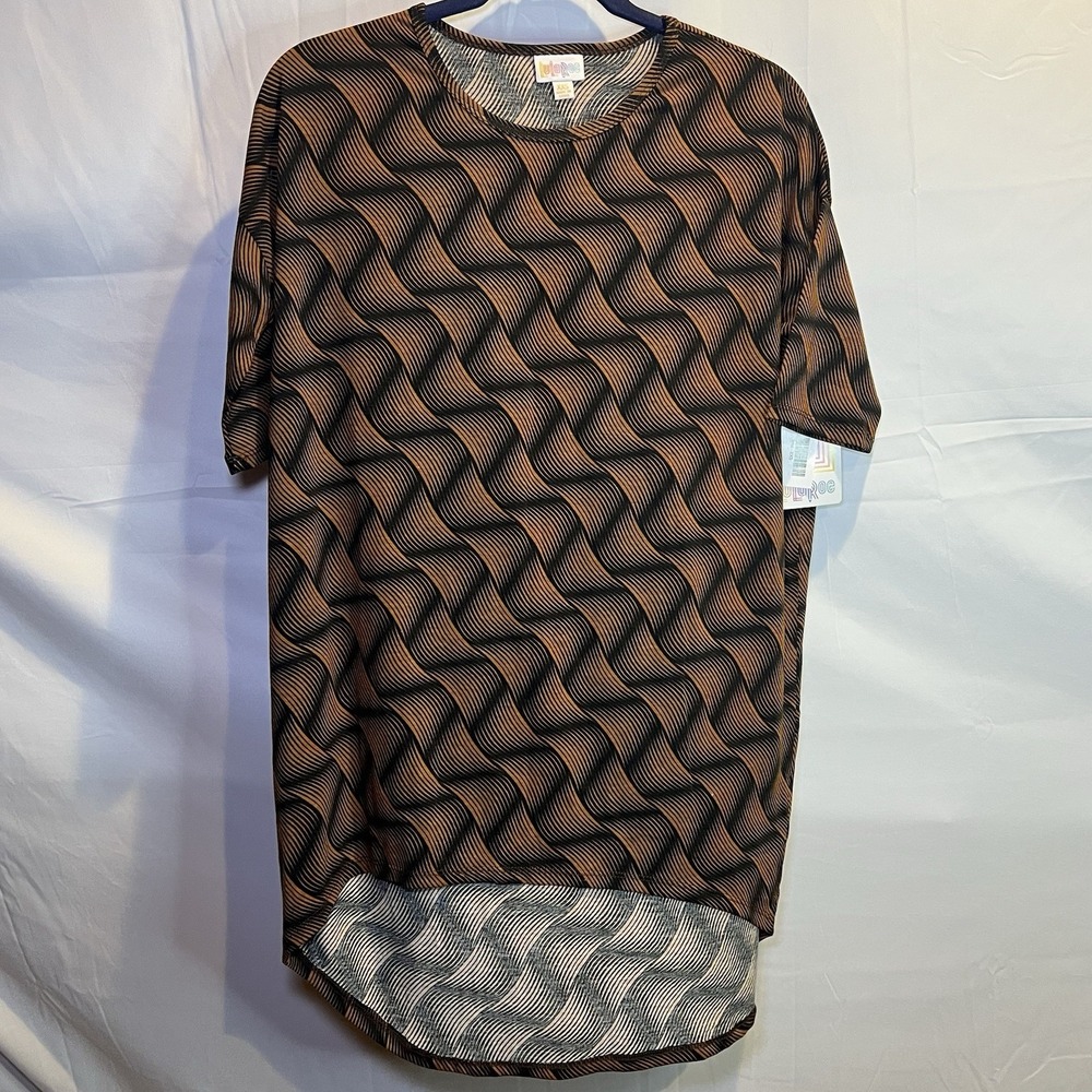 LuLaRoe Irma Women's Tunic Top Size XXS NWT Brown Black Low High Tshirt Long